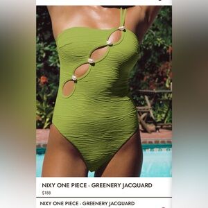Green Textured One-Piece Swimsuit with Keyhole Accent